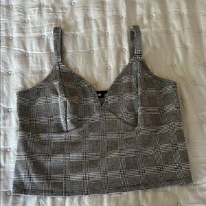 Stylish Black and White Plaid Women's Top